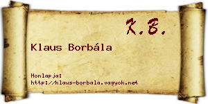 Klaus Borbála névjegykártya